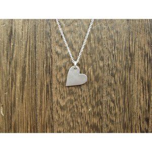 18 Inch Sterling Silver Simple Small Rustic Heart Necklace